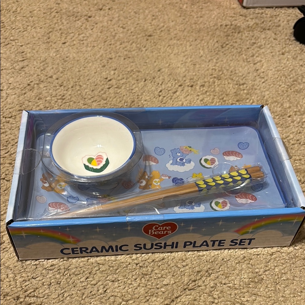 Care Bears Blue and White Sushi Plate Set